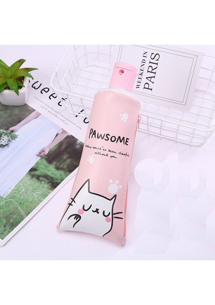 Pembe Kedi 26X10.5 cm Diş Macunu Kalem Kutusu Okul Unicorn Kedi Erkek Kız Için Kalem Kutuları Kırtasiye Öğrenci Muz Fermuar Kalem Kutusu Deri Kalem Çantası (Yurt Dışından)