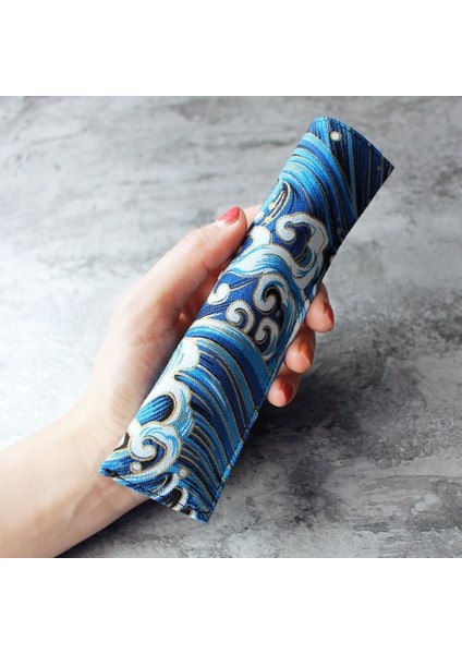 Okyanus Dalgası 1 Adet El Yapımı Pamuk Kalem Kutusu Tek Dolma Kalem Çantası Retro Iş Imza Çin Tarzı Baskı Desen Ideal Hediye (Yurt Dışından)