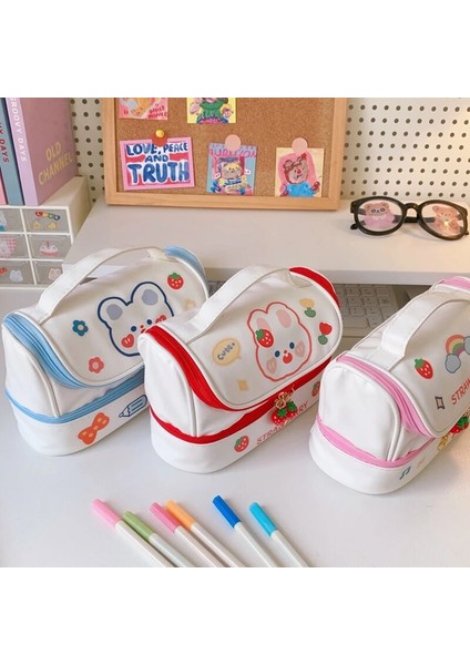 OSS23265PK Yeni Kawaii Kalem Çantası Kalem Kutuları 2 Katmanlı Yüksek Kapasiteli Kalemler Kılıfı Ücretsiz 1 Pc Kendi Başına Yap Çıkartma Okul Kırtasiye Kız Hediye (Yurt Dışından) fiyatları