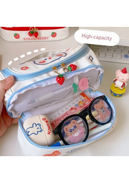OSS23265PK Yeni Kawaii Kalem Çantası Kalem Kutuları 2 Katmanlı Yüksek Kapasiteli Kalemler Kılıfı Ücretsiz 1 Pc Kendi Başına Yap Çıkartma Okul Kırtasiye Kız Hediye (Yurt Dışından) fırsatları