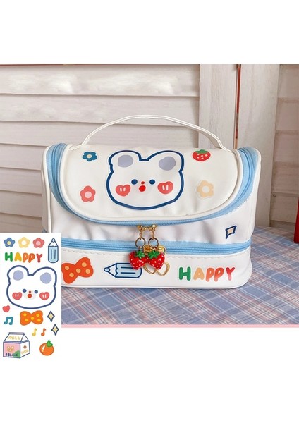 OSS23265PK Yeni Kawaii Kalem Çantası Kalem Kutuları 2 Katmanlı Yüksek Kapasiteli Kalemler Kılıfı Ücretsiz 1 Pc Kendi Başına Yap Çıkartma Okul Kırtasiye Kız Hediye (Yurt Dışından) indirimleri