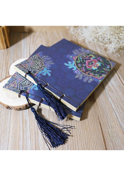 F Çin Tarzı Mavi Gül Renk Günlüğü Not Defteri Püskül Kırtasiye Retro Çiçek Sketchbook Dergisi Boş Dizüstü Chinoiserie (Yurt Dışından)