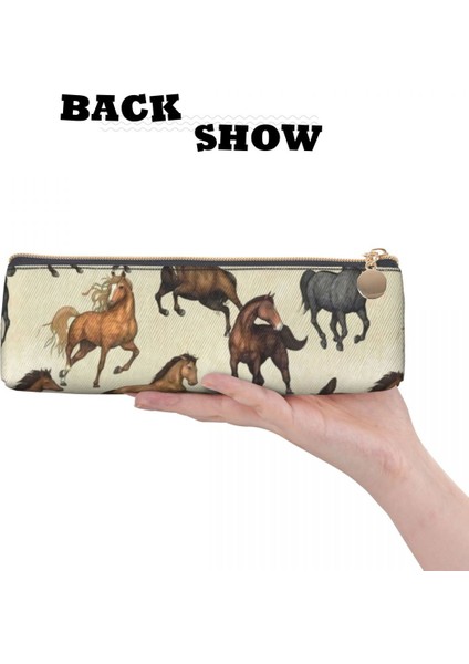 Stil 5 Gün Batımı At Üçgen Kalem Kutusu Atlar Binme Komik Ilköğretim Okulu Baskı Kalem Kutusu Kız Erkek Vintage Deri Kalem Çantası (Yurt Dışından) fırsatları