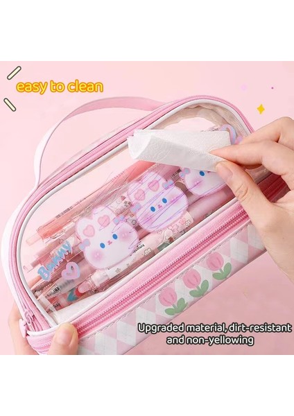 Mor Eğlence Parkı Kawaii Kalem Kutusu Çift Katmanlı Büyük Kapasiteli Kalem Çantası Karikatür Taşınabilir Kalem Kutusu Okul Öğrenci Malzemeleri Kırtasiye Organizatör (Yurt Dışından) indirimleri