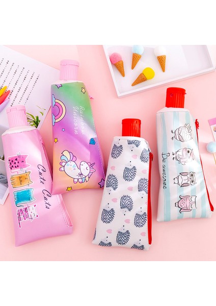 Kirpi 21X7 cm Diş Macunu Kalem Kutusu Okul Unicorn Kedi Kalem Kutuları Erkek Kız Kırtasiye Öğrenci Muz Fermuarlı Kalem Kutusu Deri Kalem Çantası (Yurt Dışından)
