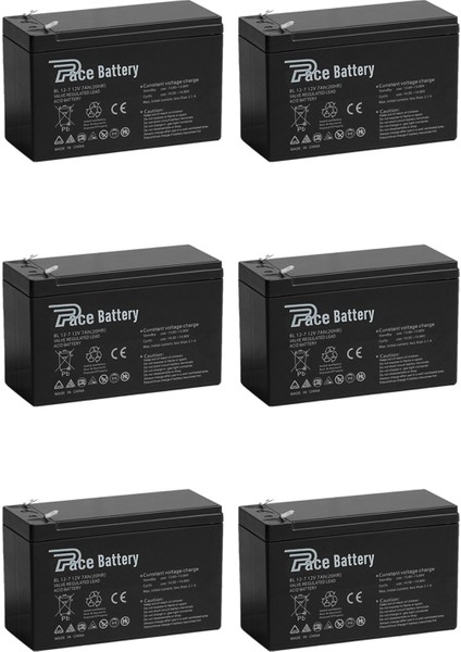 6 Adet Pace Enerji 12V 7AH Bakımsız Kuru Akü 12 Volt 7 Amper Ocak 2025 Üretim
