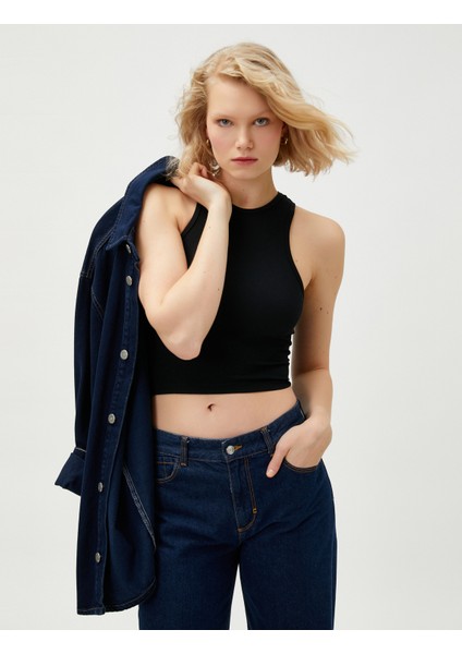 Crop Seamless Atlet Halter Yaka