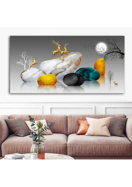 Altın Geyikler Tasarım Kanvas Tablo AR02