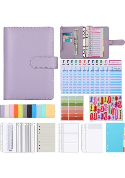 Mor A6 Para Bütçe Planlayıcısı Bağlayıcı Iç Sayfa Fermuarlı Zarflar Bütçeleme Için Nakit Zarflar A6 Nakit Budgetbinde Için Para Organizatör (Yurt Dışından)