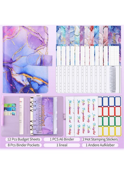 Pembe A6 Mermer Renkli Para Bütçe Planlayıcısı Bağlayıcı Fermuar Zarflarbütçeleme Için Nakit Zarflar Bütçe Binde Için Para Organizatör (Yurt Dışından) modelleri