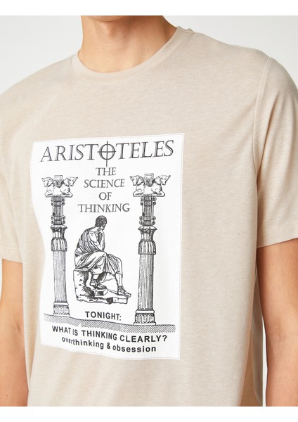 Aristoteles Baskılı Tişört Bisiklet Yaka Kısa Kollu indirimleri