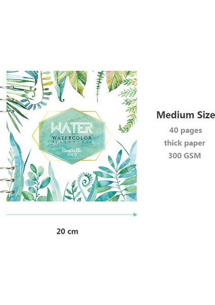 LEAVES-20CM Spiral Defter Suluboya Resim Eskiz Defteri Için 40 Sayfa Boş Kağıt 300GSM Gevşek Yaprak Günlüğü Ofis Okul Malzemeleri Kırtasiye (Yurt Dışından)