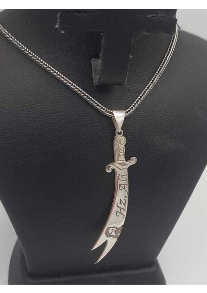 5 cm Zülfikar Kılıcı Hz. Ali Silüeti V Yazılı 925 Ayar Gümüş Sevgiliye,babaya,anneye,arkadaşa Kolye fırsatları