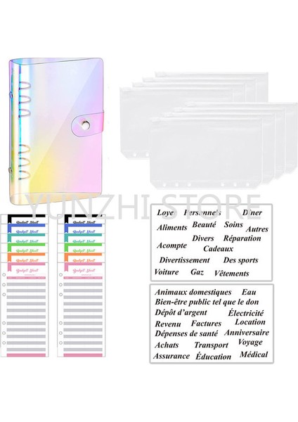 Pvc Lazer A6 Pu Deri Defter A6 Bağlayıcı Dıy Bütçe Planlayıcısı Organizatör 8 Fermuarlı Cepler 12 Adet Bütçe Sayfası 2 Adet Fransız Alfabesi Çıkartmalar (Yurt Dışından)