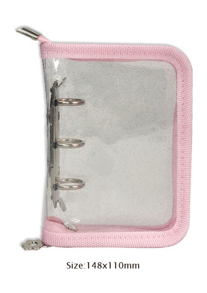 Pembe Kapak Sharkbang Mini 3 Halka Bağlayıcı Süt 3 Delik Fermuar Kapak Gevşek Yaprak Günlük Defter Trf Cep Not Defteri Okul Kırtasiye (Yurt Dışından)