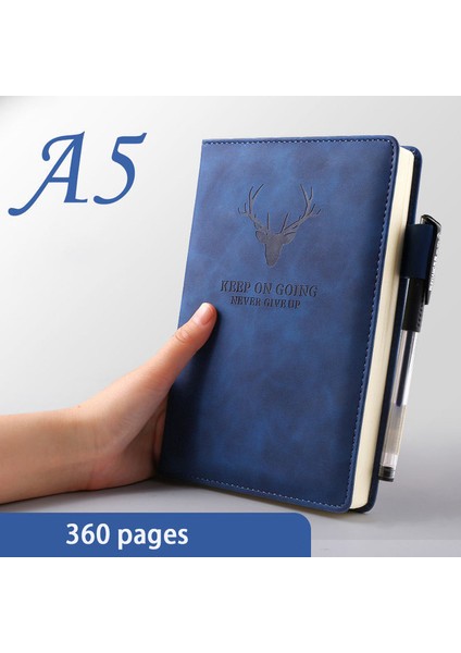 Koyu Mavi A5 A4A5 Süper Kalın Defter Kalınlaşmış Büyük Süper Kalın 360 Sayfa Boş Çizgi Gündem Planlayıcısı Kitap Brid Günlüğü Defterler Günlüğü Okul (Yurt Dışından)
