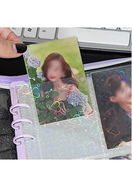 Kalp 2 Cepler 10 Sayfa A5 Lazer Serisi 6 Yüzükler Pp 1/2/4 Cepler Bağlayıcı Kartpostal Yedekler Aile Düğün Fotoğraf Albümü Kollu Dizüstü Kart Defteri (Yurt Dışından)