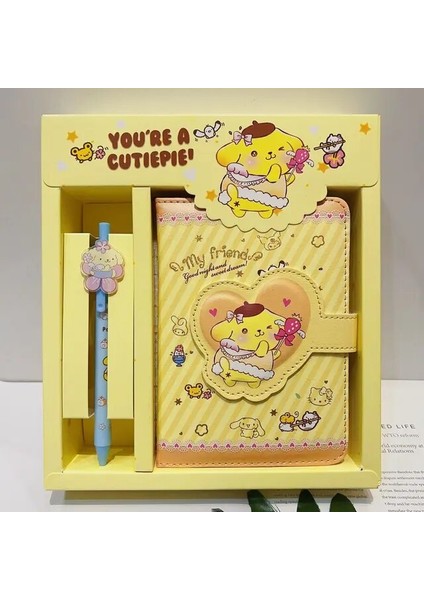 Sarı Chen Lın Kawaii El Defter Seti Sevimli Kız Karikatür Kırtasiye Manyetik Tokalı Defter Hediye Kutusu Seti Günlük Not Defteri (Yurt Dışından)
