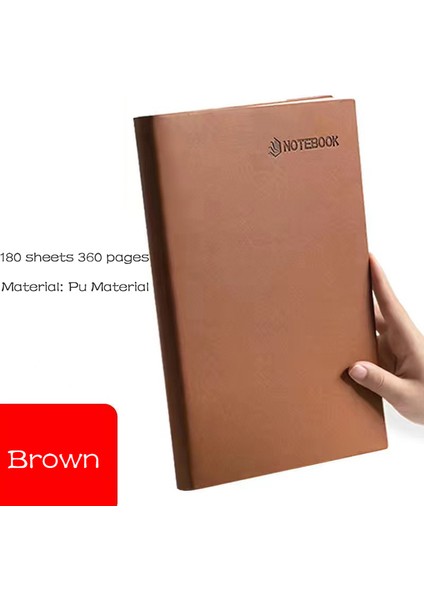 Kahverengi A5 A4A5 Süper Kalın Defter Kalınlaşmış Büyük Süper Kalın 360 Sayfa Boş Çizgi Gündem Planlayıcısı Kitap Brid Günlüğü Defterleri Günlüğü Okul (Yurt Dışından)