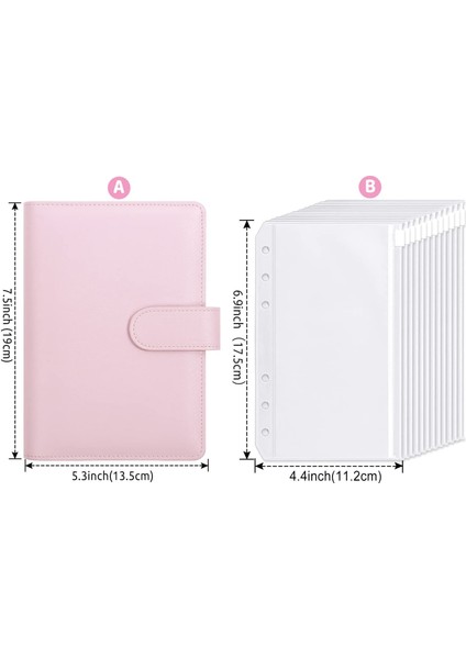 Pembe ve Çıkartma A6 2023 Pu Bütçe Bağlayıcı Planlayıcısı Etiket Cepler Macaron Nakit Zarflar Sistem Seti Defter Para Bütçe Tasarrufu Fatura Organizatör (Yurt Dışından)