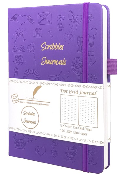 Mor Nokta Izgaralı Sayfalar Buke Noktalı Günlük Nokta Izgaralı Defter Sketcbook - Pu Deri, 160GSM Kalın Kağıt, Iç Cep, Elastik Kapatma, Kalemlik (Yurt Dışından)