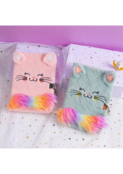 Gri Yaratıcı A5 Dizüstü Bilgisayarlar Karikatür Peluş Kedi Kilitli Dizüstü Öğrenci Güzel Günlüğü Kitap Çocuk Yazma Kitabı (Yurt Dışından) fiyatları