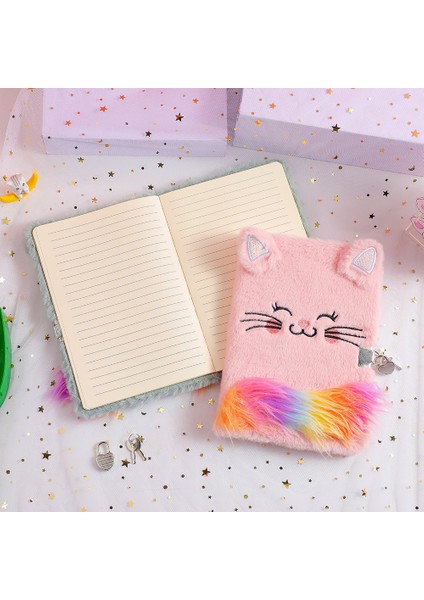 Gri Yaratıcı A5 Dizüstü Bilgisayarlar Karikatür Peluş Kedi Kilitli Dizüstü Öğrenci Güzel Günlüğü Kitap Çocuk Yazma Kitabı (Yurt Dışından) modelleri