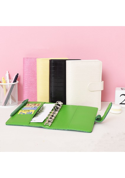 Yeşil A5 A5/a6 Pu Acıbadem Kurabiyesi Timsah Desen Gevşek Yaprak Sadece Kapak Bağlayıcı Süt Gezginler Deri Defter (Yurt Dışından)
