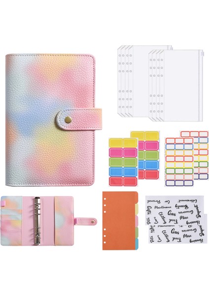 1 Takım A6 Batik Renk Değişimi Renk Gevşek Yaprak Defter 8 Adet Zip Cep, Bağlayıcı Bütçe Planlayıcısı Organizatör (Yurt Dışından)