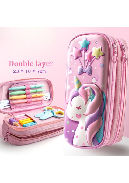Unicorn Pembe-2 Katmanlı Unicorn 3D Eva Kalem Kutusu Kawaii Su Geçirmez Kalem Kutusu Kızlar Için Karikatür Büyük Kapasiteli Okul Malzemeleri Sevimli Kırtasiye Çanta Hediyeler (Yurt Dışından)