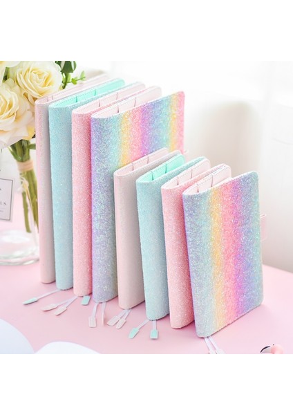 Renkli Renk A5 A5 A6 Şeker Sevimli Moda Glitter Pullarda Dizüstü Çok Fonksiyonlu Kapak Izgara Boş Satır Sayfaları Gündem Seyahat Okul Günlüğü Hediye (Yurt Dışından) indirimleri