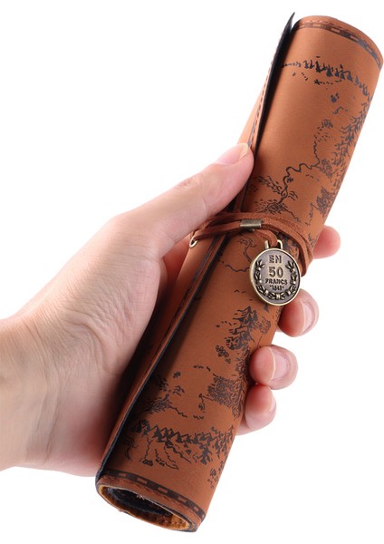 Pu Deri Tarzı 3 Retro Hazine Haritası Rulo Kalem Kutusu Pu Deri Büyük Kapasiteli Kalem Çantası Makyaj Fırça Kılıfı Kalem Kutusu Okul Kırtasiye Malzemeleri (Yurt Dışından) fırsatları