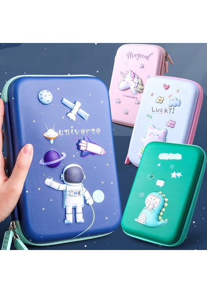 16 Kalem Kutusu Siyah Astronot Kalem Kutusu Estuches Escolares Kırtasiye Sevimli Kalemlik Astuccio Unicorn Trousse Scolaire Kalem Kutusu (Yurt Dışından)