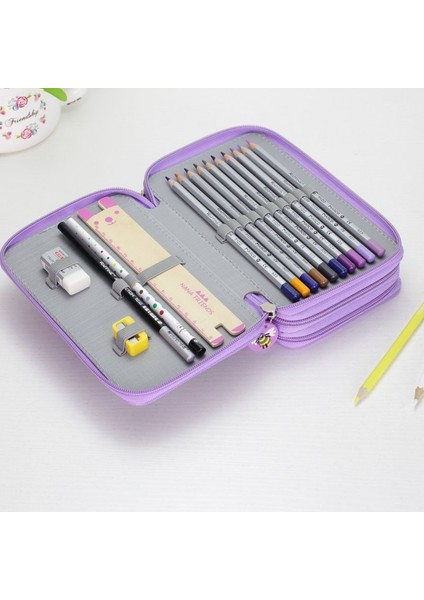 2 Katmanlar Gri Oxford Okul Kalem Kutusu Kawaii 36/48/72 Delik Penaltı Kalem Kutusu Büyük Kalem Çantası Kutusu Çok Çocuklar Çok Fonksiyonlu Kırtasiye Kese (Yurt Dışından)