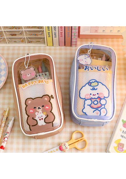 Ayı Kawaii Kırtasiye Kalem Kutusu Kızlar Için Şeffaf Okul Kalem Kutuları Trousse Scolaire Kız Okul Seti Sevimli Kore Kırtasiye (Yurt Dışından) fırsatları