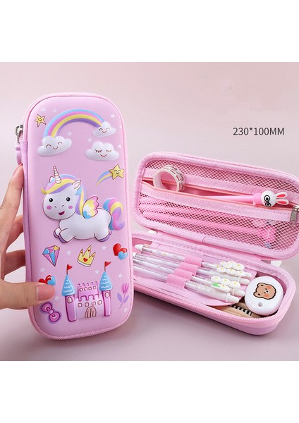 W0242A2 3D Eva Unicorn Sevimli Kalem Kutusu Karikatür Kırtasiye Kutusu Kızlar Renkli Kalem Kutusu Öğrenci Kalem Kutusu Okul Malzemeleri Hediyeler ipad Durumda (Yurt Dışından)