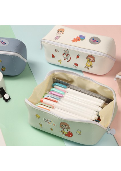 Yeşil 2021 Kalem Kutuları Kawaii Pu Kalem Kutusu Okul Malzemeleri Trousse Estuches Escolares 2021 Kırtasiye Malzemesi Escolar Estojo Estuche (Yurt Dışından)