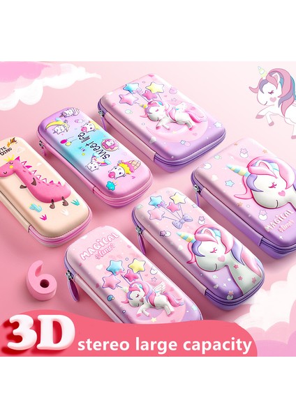 B 3D Eva Unicorn Sevimli Kalem Kutusu Karikatür Kırtasiye Kutusu Kız Renkli Kalem Kutuları Kutusu Öğrenci Kawaii Kalem Kutusu Okul Malzemeleri Hediye (Yurt Dışından)