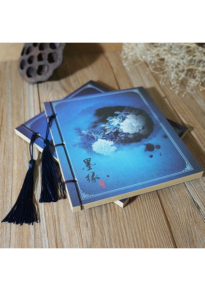 C Çin Tarzı Mavi Gül Renk Günlüğü Not Defteri Püskül Kırtasiye Retro Çiçek Sketchbook Dergisi Boş Dizüstü Chinoiserie (Yurt Dışından)