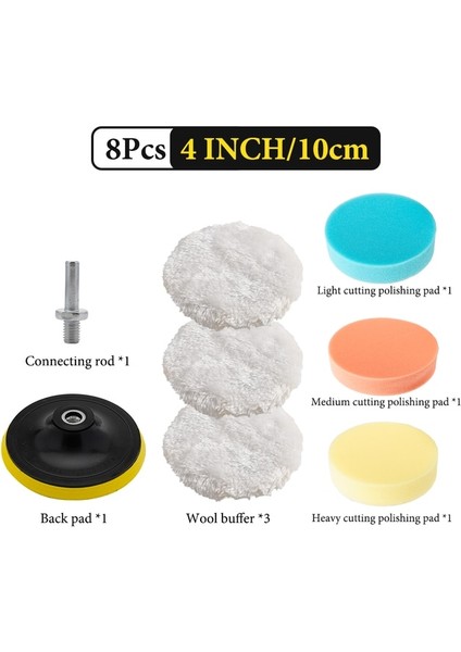4 Inç Set 3/4/5 Inç Araba Parlatma Pedi Seti Araba Ağda Sünger Disk Yün Tekerlek Matkap Parlatma Kiti Profesyonel Oto Boya Bakım Parlatma Pedleri (Yurt Dışından)
