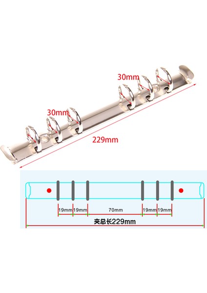 A5 6 Halkalı 30MM Siyah Vidalı 20MM 25MM 30MM Dıy Telli Klasör Klipsi Vidalı, 2 6 4 9 20 26 30 Delikli Mekanizma, 280=285, A4 B5 A5 A6 A7 (Yurt Dışından)