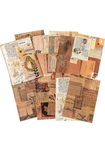 E Yoofun 20 Adet/takım Büyük Boy Vintage Dekoratif Malzeme Kağıtları Günlük Kayıt Scrapbooking Craft Yapımı Retro Kırtasiye (Yurt Dışından)