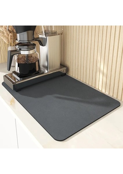 Siyah 30X20 cm Süper Emici Kaymaz Kahve Tabağı Büyük Mutfak Emici Drenaj Mat Kurutma Mat Hızlı Kuru Banyo Drenaj Pedi (Yurt Dışından)