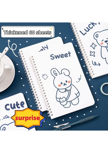 Mavi Gül 1 Adet A5 Kawaii Dizüstü Dergisi Kpop A5 Sevimli Astarlı Not Defteri Çift Bobin Taşınabilir Defterler Yazma Okul Ofis Malzemeleri Kırtasiye (Yurt Dışından) modelleri