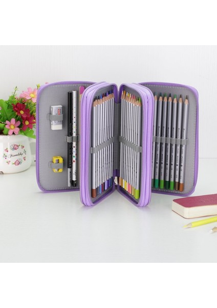 Pembe Gülümseme 32HOL Dört Katmanlı Kalem Çantası 72 Renkli Kalem Perde Kroki Fırçası Renkli Kalem Çantası Boyama Kalem Çantası Sanat Öğrenci Gözenekli Kırtasiye Kutusu (Yurt Dışından) fiyatları