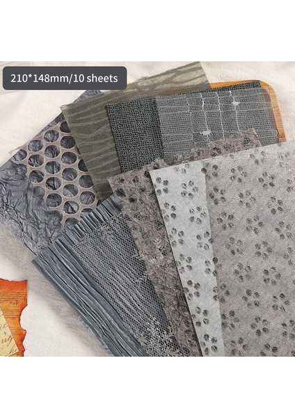 Scz-Dxjswhh-04 10 Yaprak Yaratıcı Karışık Özel Malzeme Kağıt A5 Gazlı Bez Örgü Içi Boş Günlük Dekorasyon Bloknot Scrapbooking Arka Plan Kağıdı (Yurt Dışından)