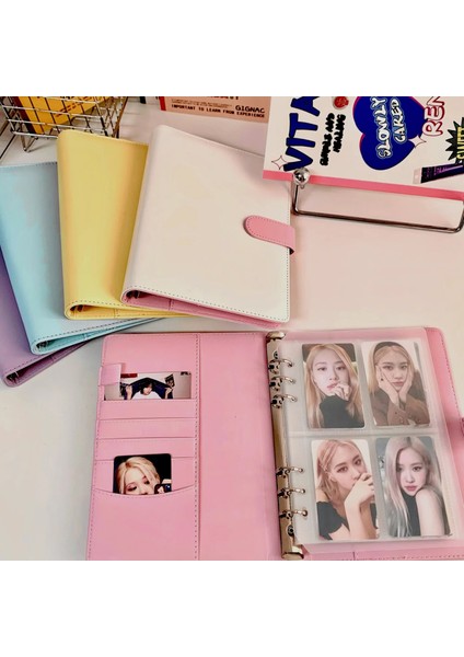 Beyaz Sadece Kapak Şeker Renk A5 Pu Deri Bağlayıcı Fotoğraf Kartları Kapak Sevimli Kpop Gevşek Yaprak Toplama Kitap Fotoğraf Kartları Albümü Depolama Kitap Kırtasiye (Yurt Dışından) fırsatları
