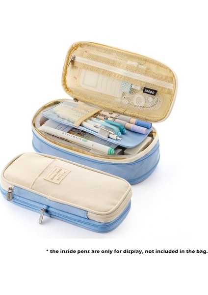 Gökyüzü Mavi 2 Kalem Kutusu Öğrencileri Basit Büyük Kapasiteli Kanvas Kalem Çantası Okul Kırtasiye Saklama Çantası Kızlar Kalem Kutusu Öğrenci Kırtasiye (Yurt Dışından)
