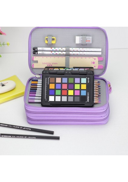 Pembe Gülümseme 32HOL Dört Katmanlı Kalem Çantası 72 Renkli Kalem Perde Kroki Fırçası Renkli Kalem Çantası Boyama Kalem Çantası Sanat Öğrenci Gözenekli Kırtasiye Kutusu (Yurt Dışından) indirimleri