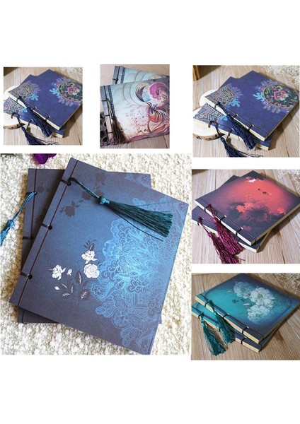 E Çin Tarzı Mavi Gül Renk Günlüğü Not Defteri Püskül Kırtasiye Retro Çiçek Sketchbook Dergisi Boş Dizüstü Chinoiserie (Yurt Dışından) fiyatları